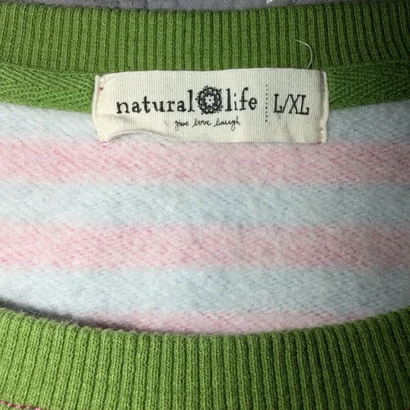 Natural Life Oversized Striped Crewneck Sweatshirt Cozy Boho Preppy L/XL - Picture 5 of 6